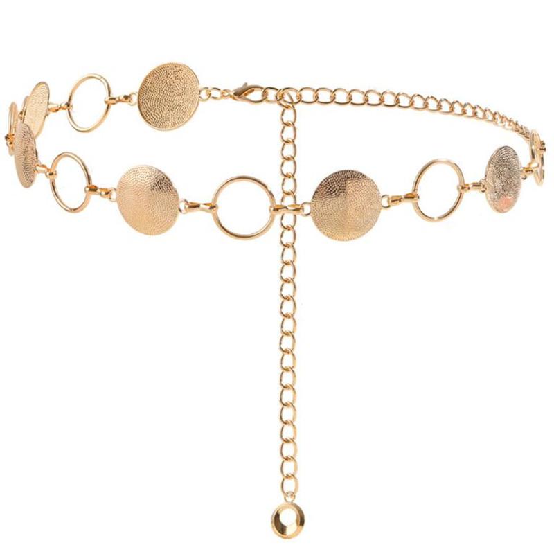Elegant Ladies Metal Belt Chain, Golden Round Irregular Body Chain, Sexy Accessories