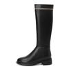 Krazing Pot Cow Leather Autumn Winter Shoes Thick Med Heels Big Size 45 Size 44 Zipper Decoration Women Keep Warm Knee Boots