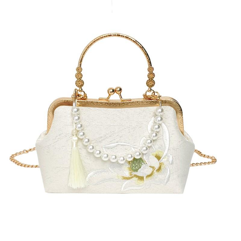 Fashion Brand Crossbody Bag For Women’s Flower Decorative Cloth Fabric Chinese Style Handbag Luxury Design Female Messenger Bags