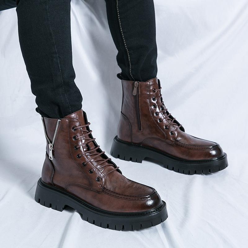 Herbst und Winter Martin Stiefel Herren High-Top Workboots Retro Plateau Britischer Stil Vielseitige Lokomotiv-Ritter Kurzstiefel Herren