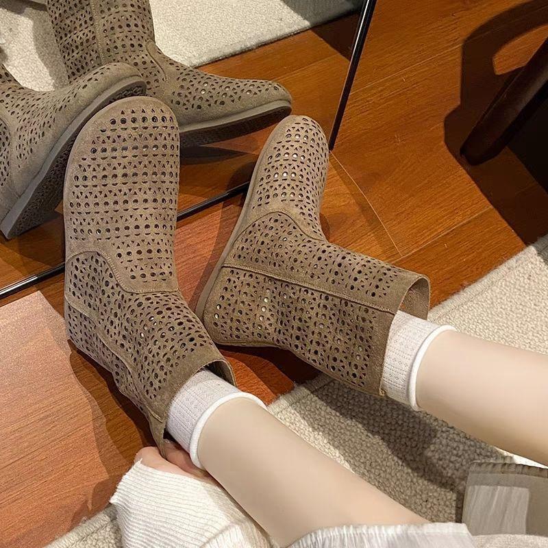 Commuting Sense Design Casual Short Tube Wind Hole Boots Short Boots Hollow Flat Bottom Cool Boots Breathable Birkenstock Boots