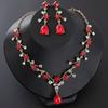 Rhinestone Water Drop Bridal Jewelry Sets Shiny Choker Necklace Earring Set  Banquet