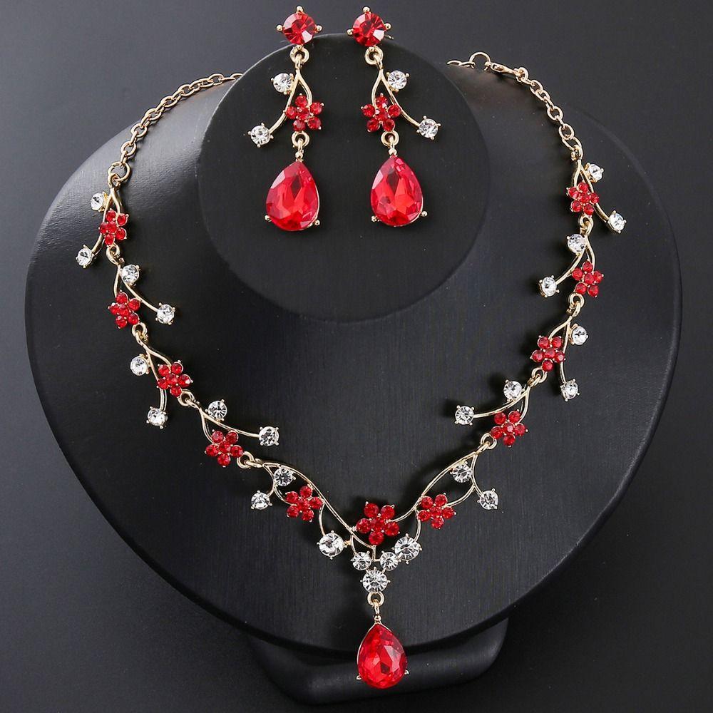 Golden Exquisite Jewelry Sets Shiny Choker Necklace Earring Set  Jewelry Gifts