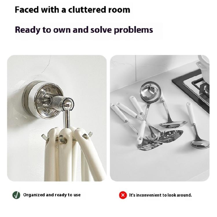 strong  ABS 6 Claw Rotating Suction Hook No Drilling need Space Saving Kitchen Storage for Kitchen Wall Storage