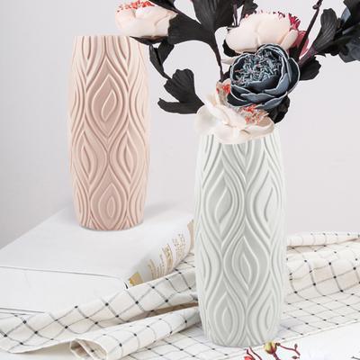 Plastikvase, Vase in nordischer Farbe, kreative Kameliendekoration, Vase für nasse und trockene Blumen, Glasurimitat, sturzfest und nicht zerbrechlich
