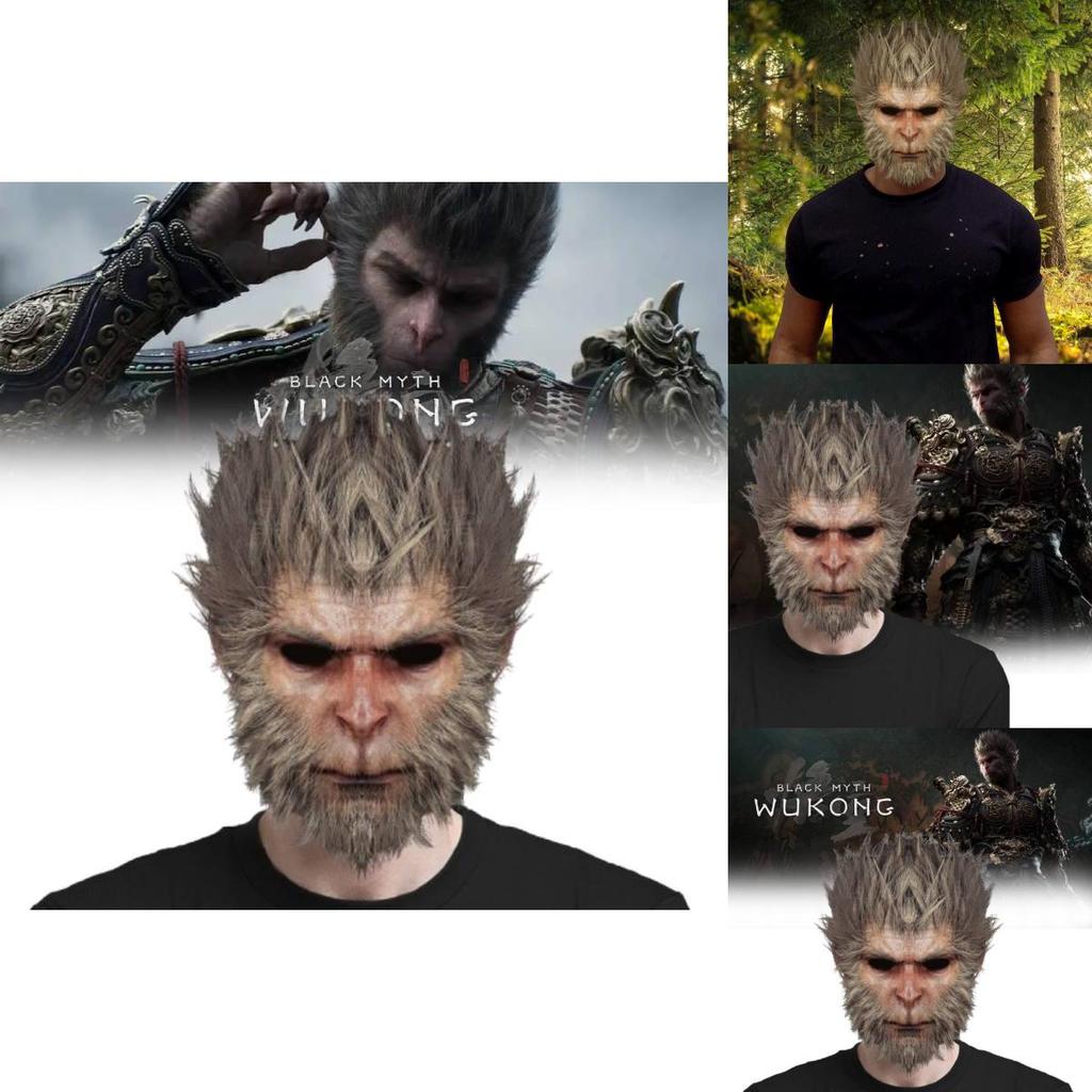 Einzigartige Black Myth Wukong Maske Verspieltes Affenkopfstück für Halloween Cosplay-Events