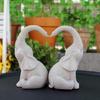 Pair of Elephant Sculpture Resin Statue Love Elephant Designs Figurine Statues for Patio and Indoor Desk Decoration