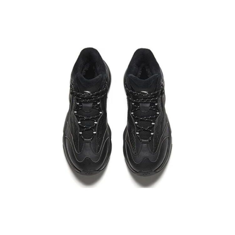Anta Knitted Round Toe Lace-Up Shock Absorbing Wear-Resistant Mid-Top Dad Shoes Women Sneakers Black 122348992-2