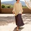 Johnature Women Vintage T-Shirts Spring Chinese Style Solid Color Butterfly Sleeve T-Shirts