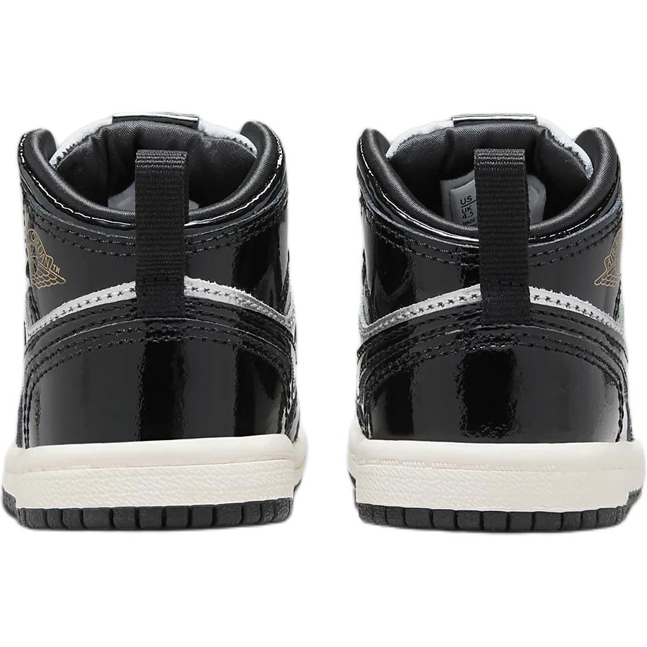 Air Jordan 1 Mid SE TD Black Metallic Silver Baby Sneakers Sail Metallic-Gold FZ3939-001