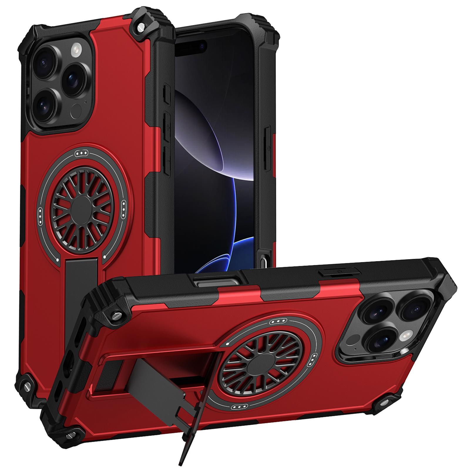

For iPhone 16 Pro Max Magnetic Case Kickstand TPU+PC Drop Defend Phone Cover Red