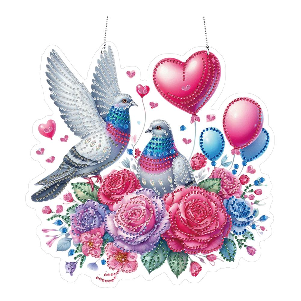 2D Flat DIY Diamond Painting Set Hanging Diamond Art Kits Rhinestone Diamond Art Window Pendants DIY Home Decor Hanging Charm