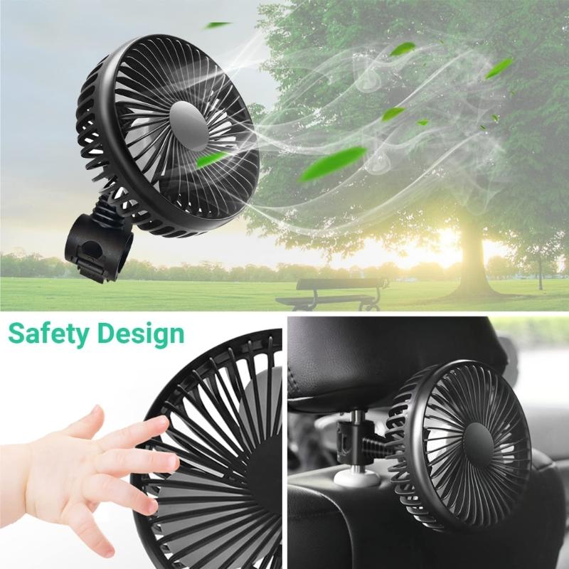Baby Car Fans for Backseat, USB Fan Clip on for Baby Car Walking Camping Traveling Outside,USB Powered