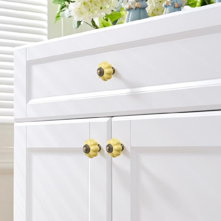 6Pcs Ceramic Cabinet Knob Wardrobe Pulls Pumpkin Shape Drawer Knob Furniture Decorative Handle Furniture Hardware
