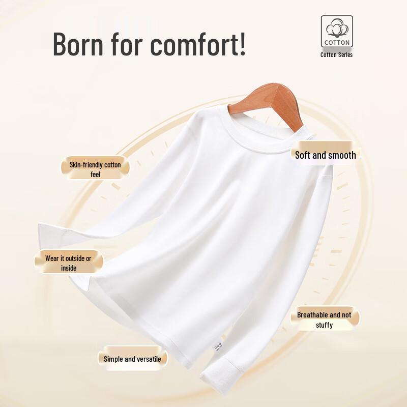 Ziyouxi Boys' Pure Cotton Long-Sleeve T-Shirt