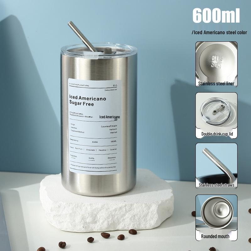 Stainless Steel Insulated American Travel Coffee Cup with Straw