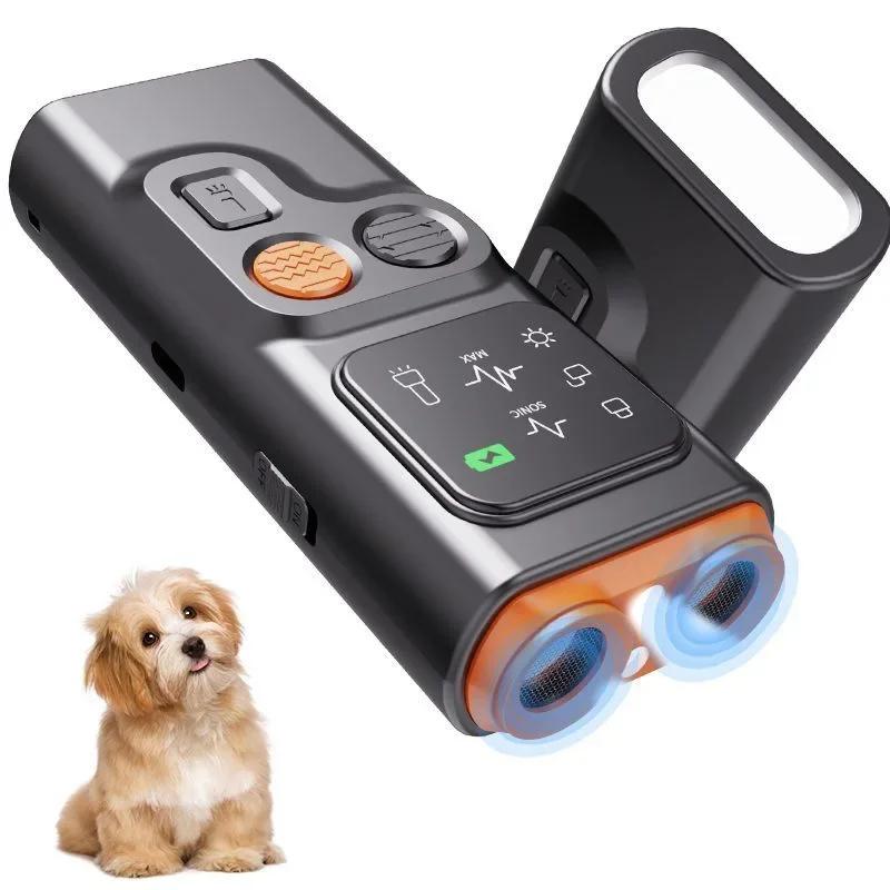 LED Flashlight Ultrasonic Dog Repeller USB Rechargeable Portable Bark Control HD Display Dog Attack Prevention Best Choice