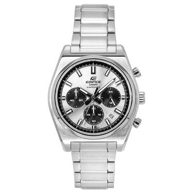 Edifice כרונוגרף אנלוגי נירוסטה חוגה כסף קוורץ EFB-730D-7AV שעון גברים 100M