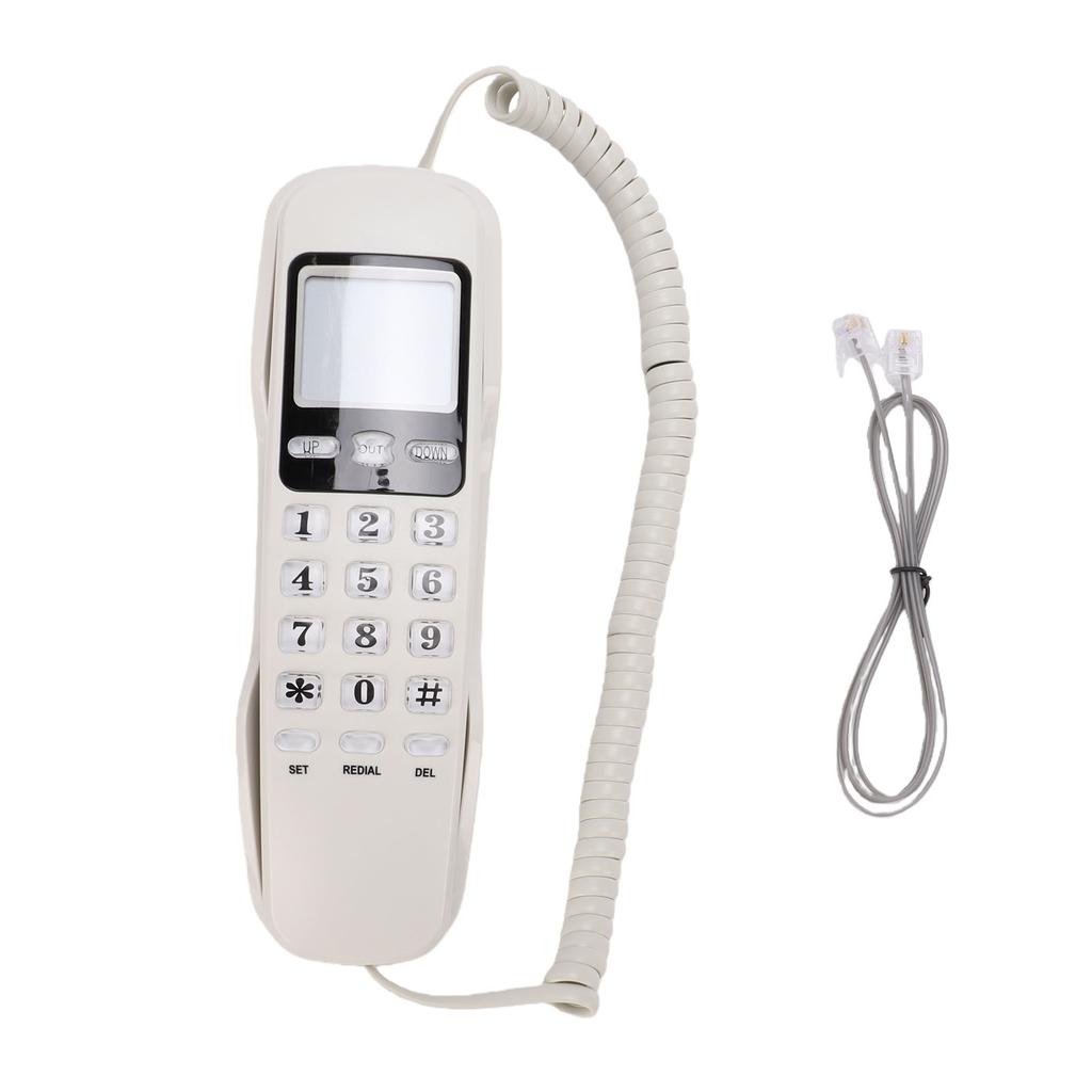 Wall Mountable Basic Corded Telephone Slimline Retro Wall Mounted Landline Telephone with DTMF Support for FSK CID Mini