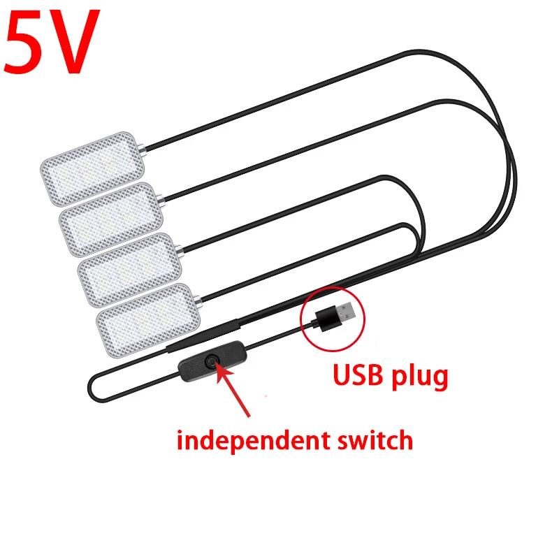 5V/12V Automotive ambient light LED eight color ambient light without modification car USB foot light, interior decoration light