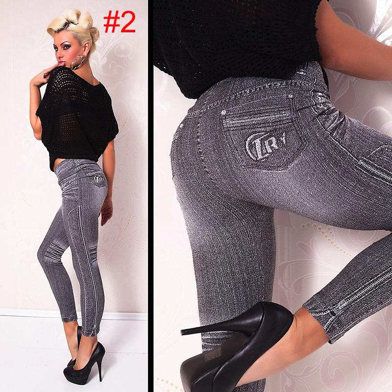 

Мода Кнопка темно-серый Legging jacquard женщин джинсы