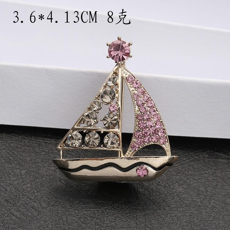 

SKEDS Creative Enamel Sailboat Brooches For Women Men Crystal Steam Boat Party Unisex Trendy Casual Brooch Pins Jewelry Gifts