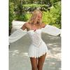 French Sexy Lace Cut Out Fairy Dress Casual Vacation Style Dress Short Skirt Waist-Tight Slim Fit Skirt Slim Looking White