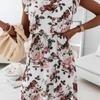 Fashion Women's Butterfly Sleeve  Casual Loose Dress Floral Printed Dress