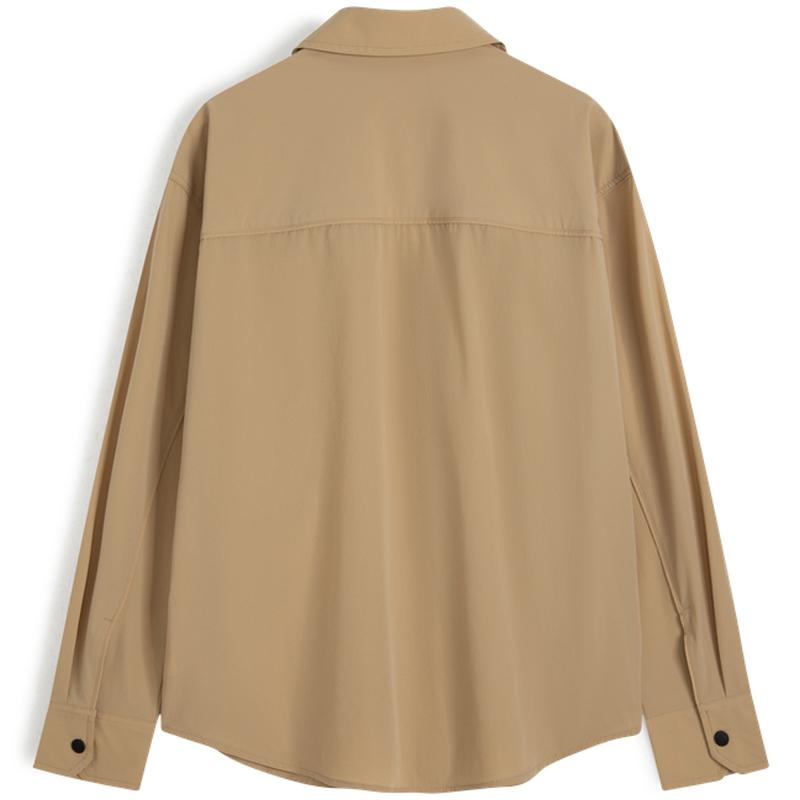 Calvin Klein Patch Pocket Zipper Casual Long Sleeve Shirt Men Shirts Khaki J323513-PF2