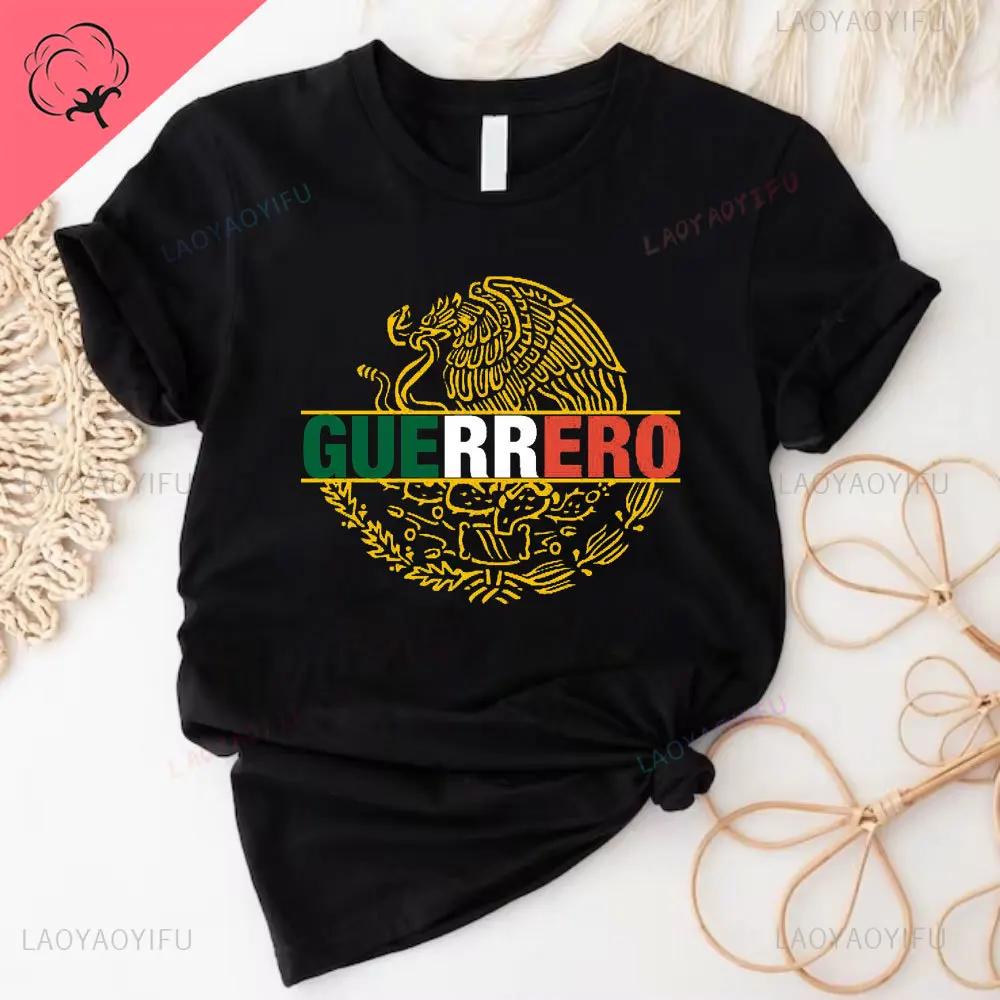 Mexican Flag Cotton T Shirt A Divine Eagle Holding A Snake in Its Beak Print Unisex Women Tshirt Hispanic Heritage Month Gifts