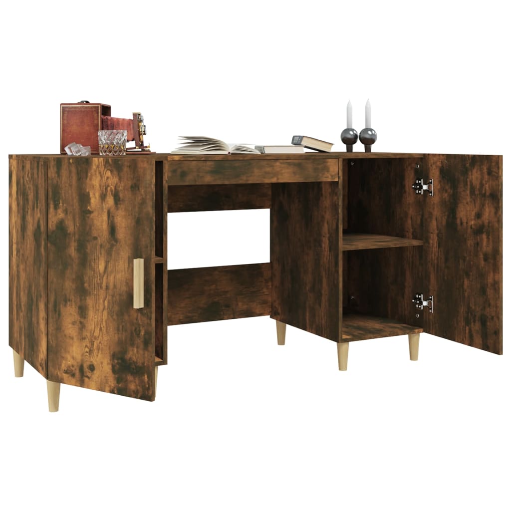 Vidaxl Desk, Smoked Oak, 140X50X75 Cm, Wood-Based Material