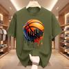 Unisexs Dripping Basketball Graphic TShirt Streetwear Hip Hop Tee Oversized Fit WHITE Top for Unisex Trendy Summer Style