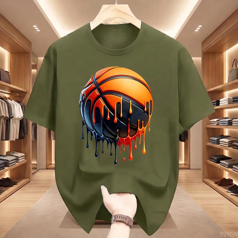 Unisexs Dripping Basketball Graphic TShirt Streetwear Hip Hop Tee Oversized Fit WHITE Top for Unisex Trendy Summer Style