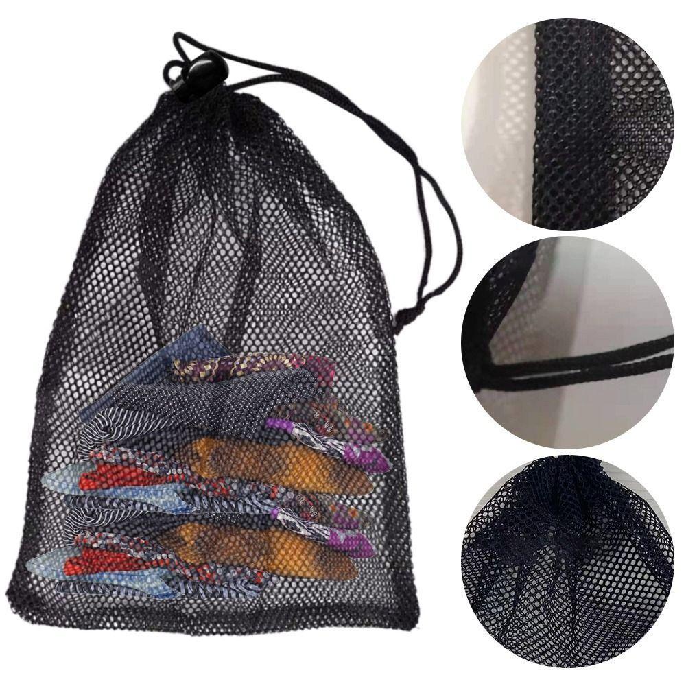 Nylon Drawstring Storage Pouch Bag Black Mesh Pouch Portable Laundry Bag