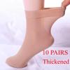 10 paia di calzini sexy elastici setosi trasparenti sottili calze corte calzini casual da donna tinta unita