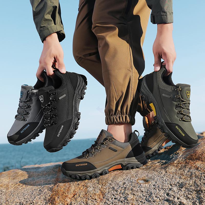 PU Leather Hiking Shoes Anti-collision Outdoor Sneakers Men's Waterproof Climbing Sports Shoes Anti-slip Camping Trekking Shoes