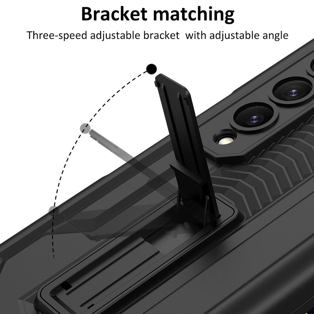 Magnetic Folding Armor Slide Pen Case For Samsung Galaxy Z Fold 4 5g With Bracket Anti -Drop Shockproof Full Protection Cover