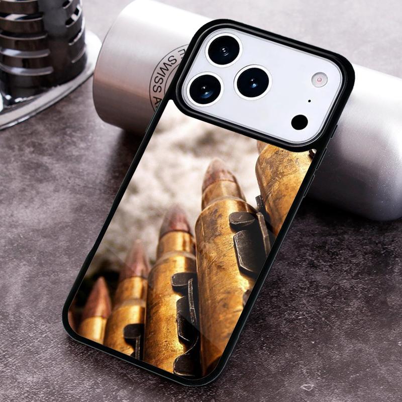 Military Gun Bullets Collage Phone Case for iPhone 17 16 15 Pro Max Air 14 13 12 11 Plus Shockproof Capa Cover