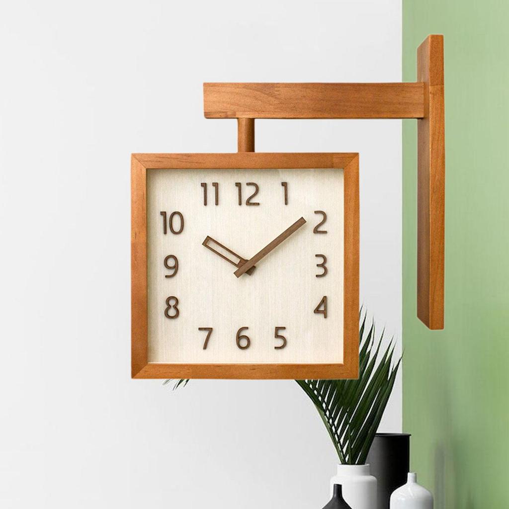 Wall Clock Elegant Creative Compact Double Sided 360 Degree Rotation Home Decoration for Office Hotel Classroom Bedroom Home