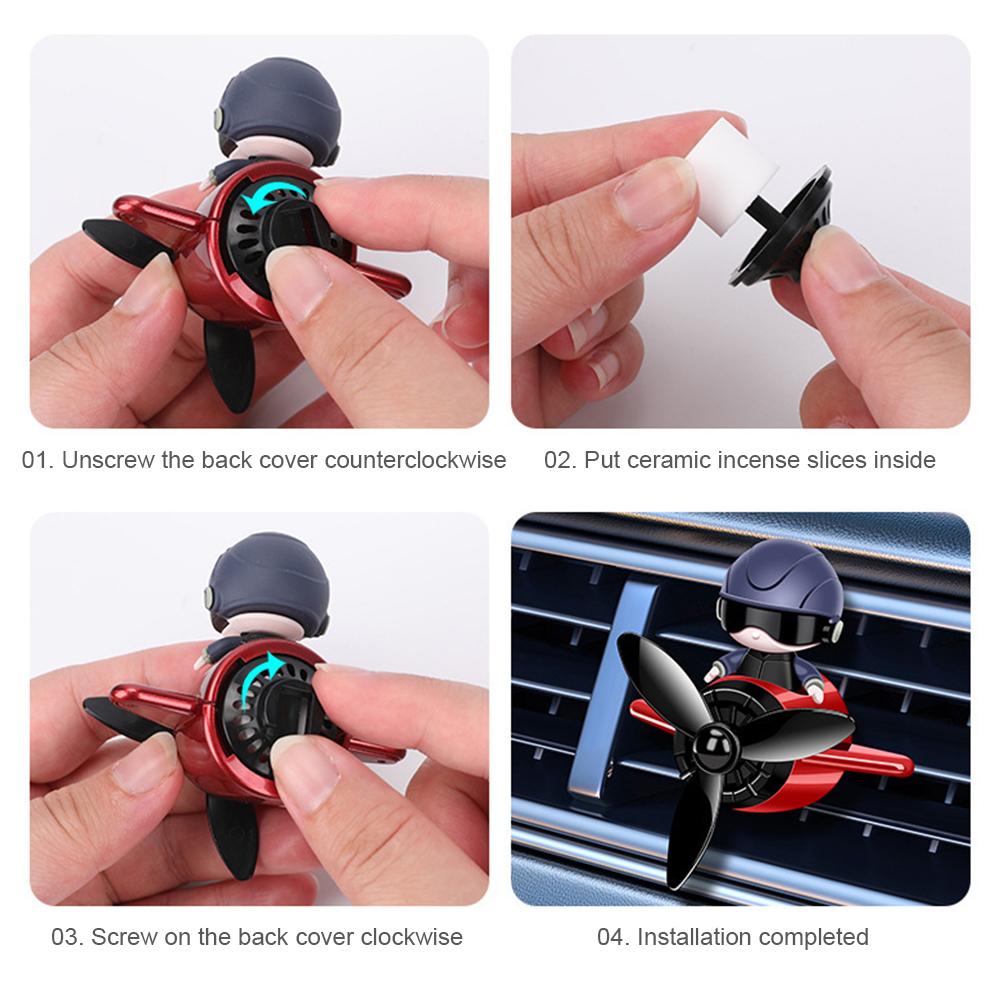 Mini Pilot Air Outlet Freshener Long Lasting Scents Vent Perfume Diffuser Rotating Propeller Fragrance Car Interior Decoration