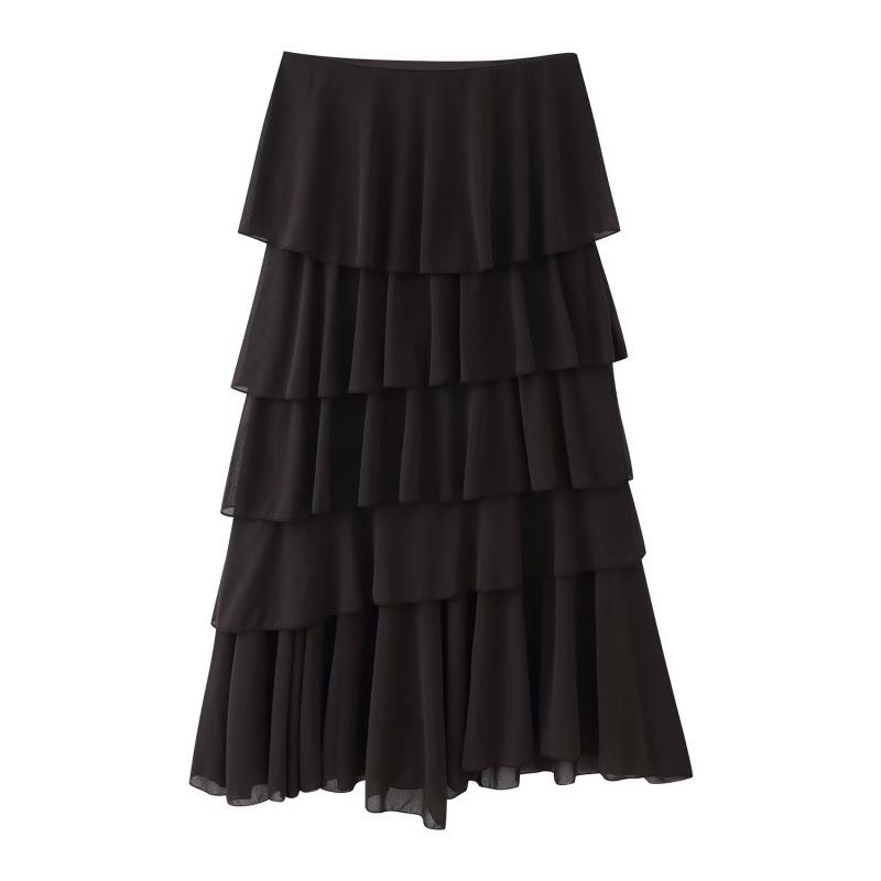Spring 2026 European & American Style Layered Midi Skirt Large