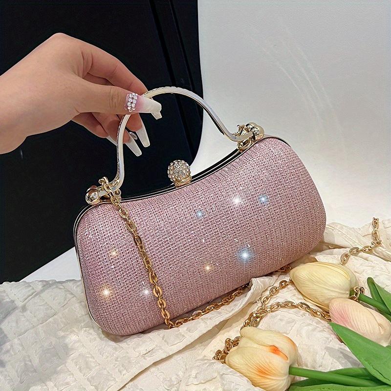 1pc Women's Luxury Crossbody Clutch Bag with Detachable Chain Strap & Zipper Closure - Elegant Evening Party Handbag for Weddings Fancy Purse