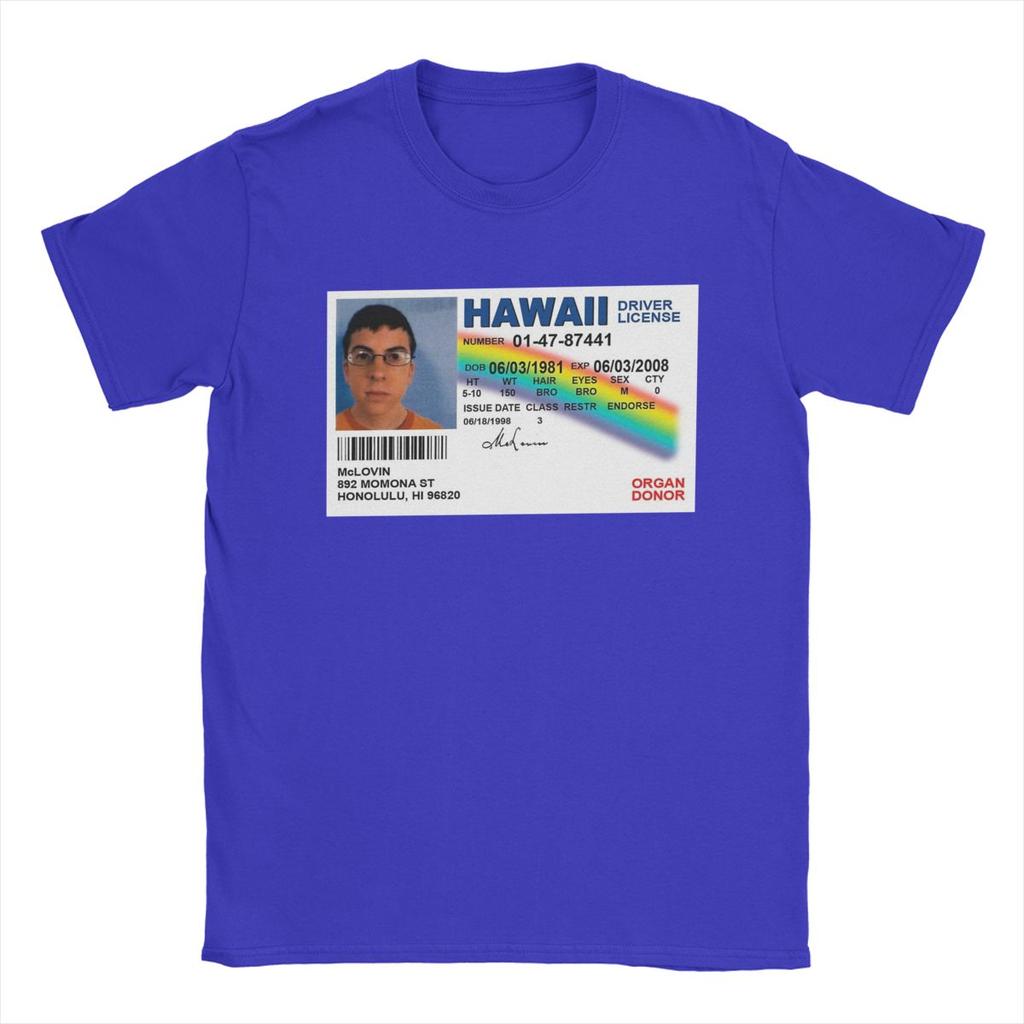 Men's T-Shirt Mclovin ID Superbad Vintage 100% Cotton Tees Short Sleeve T Shirt Crew Neck Tops Summer