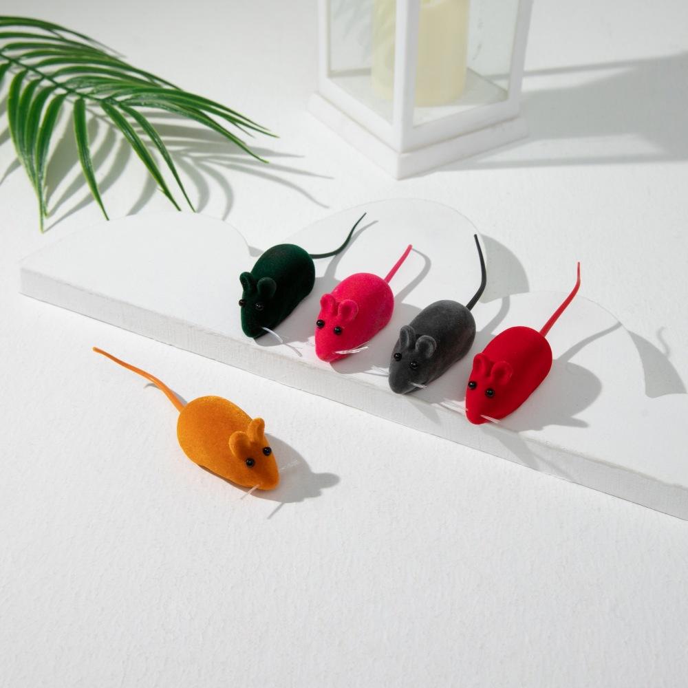 Interactive Sound Plush Rubber Vinyl Mouse Pet Cat Realistic Sound Toys Flocking Mouse Funny Cat multi-Colors Pet Toys