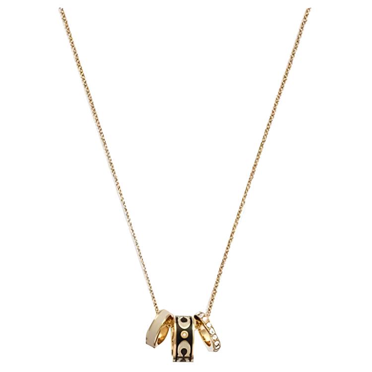 Coach Three Ring Inlaid Decorative Exquisite Brass Necklace Women necklace Gold CI905-GDBK Default Packaging