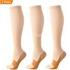 3 Pairs Copper Compression Socks Women Men Anti Fatigue Pain Relief Graduated Unisex Compression Stockings Knee High 15-20 MmHg