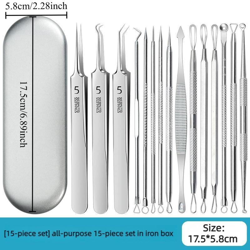 

Cell Clamp Acne Clip Blackhead Removal Tweezers Pick and Squeeze, Remove Acne Fat Particles Stainless Steel Set