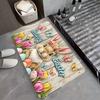 1Pcs Anti Fatigue Kitchen Rugs Easter Bunny Print Waterproof Non-Slip Thick Cushioned Kitchen Mat Heavy Duty Comfort Standing Mat for Kitchen
