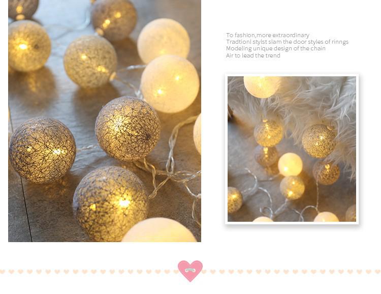 USB LED Cotton Ball String Lights - Christmas Holiday Starry Sky Decorative Flashing Lights