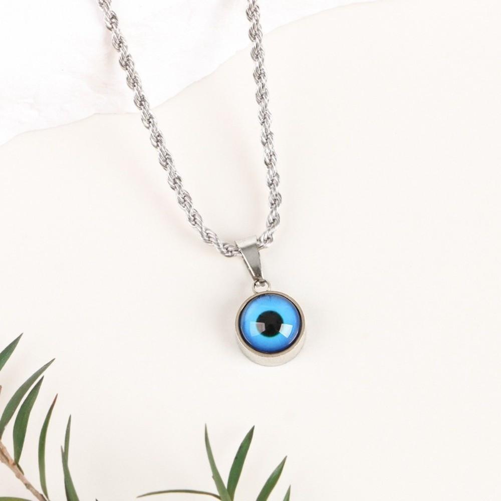 Twisted Chain Demon Eye Necklace Retro Pendant Chain Necklace Twisted Collarbone Choker Daily Wear